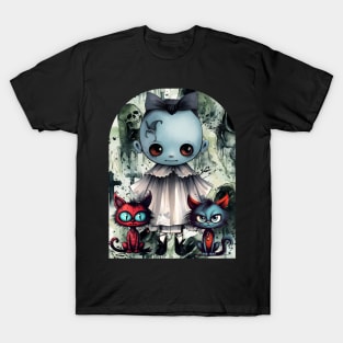 Blue ghost and 2 kitties, 3 T-Shirt